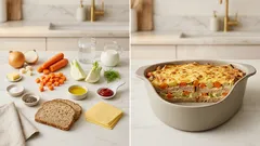 Deftiger Gemüse-Brot-Auflauf aus dem Ofen: Restebrot wird wieder richtig saftig