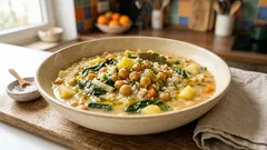 Kichererbsen-Mangold-Eintopf mit Reis – sämig, wärmend und ideal fürs Meal-Prep