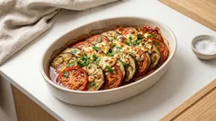 Auberginen-Tomaten-Gratin mit Feta – so gelingt es aromatisch und nicht wässrig