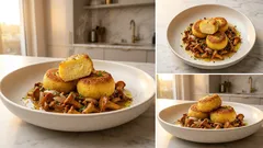 Polentaknödel aus dem Ofen auf Pfifferlingsragout – herbstlich, knusprig, einfach