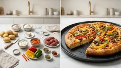 Kartoffel-Hack-Pizza vom Blech: knuspriger Kartoffelteig mit Ajvar-Frischkäse